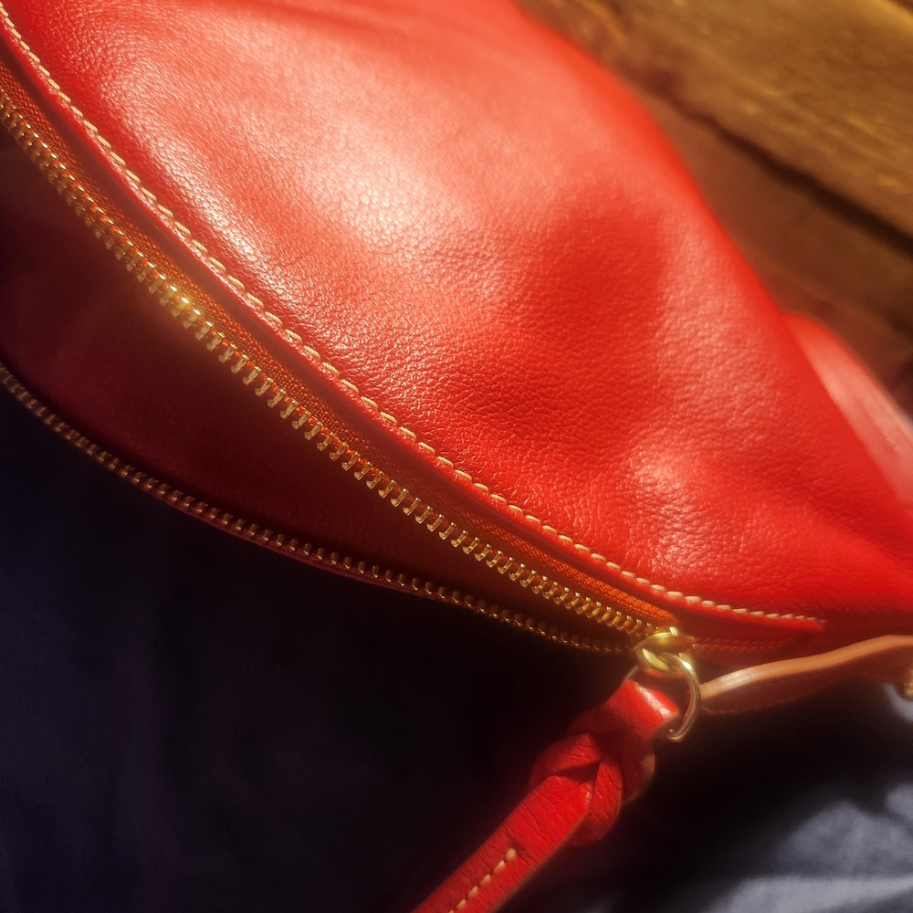 Dooney & Bourke Red Leather Hobo Bag - Picture 2 of 12
